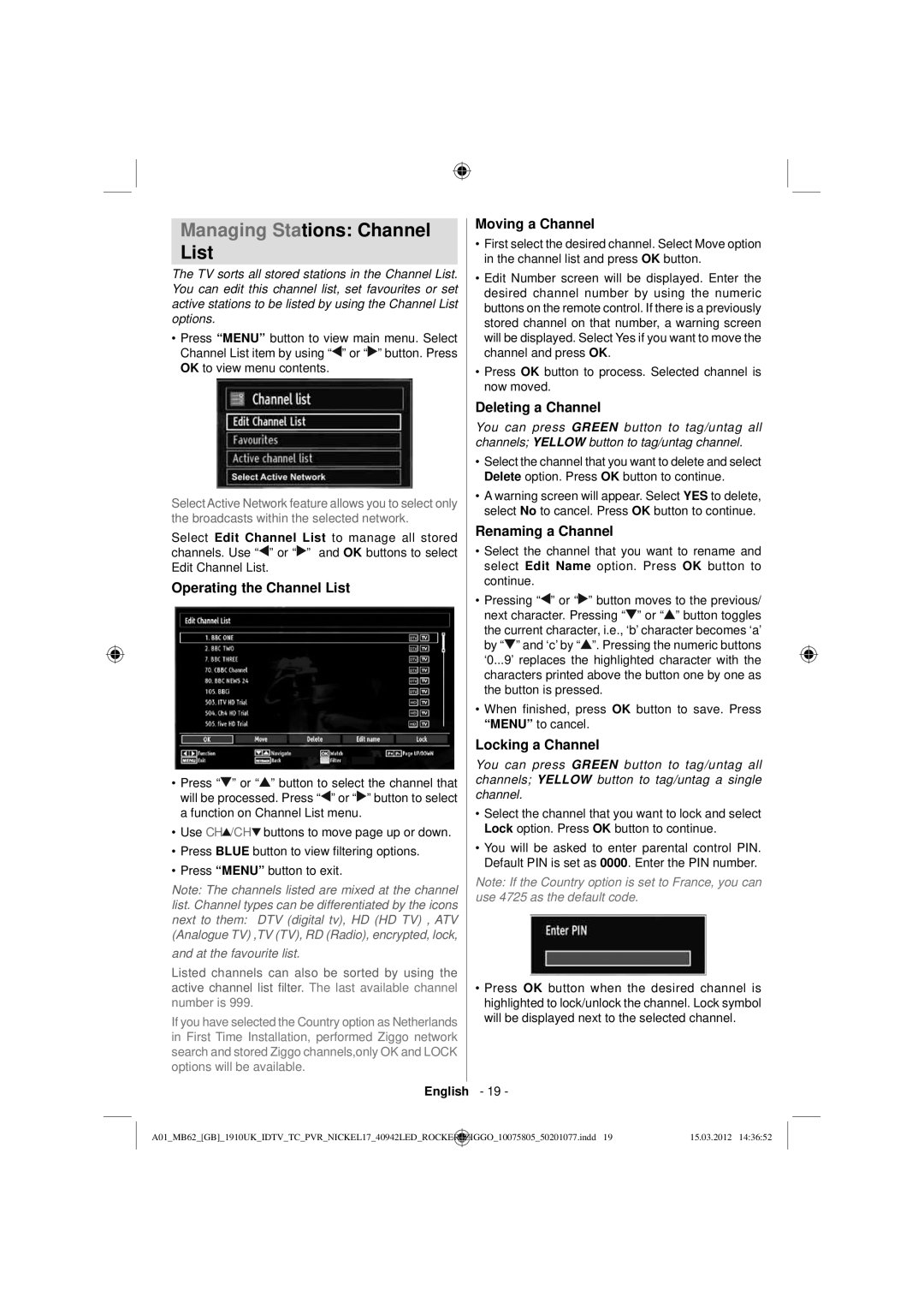 Sharp LC-40LE240E operation manual Managing Stations Channel List 