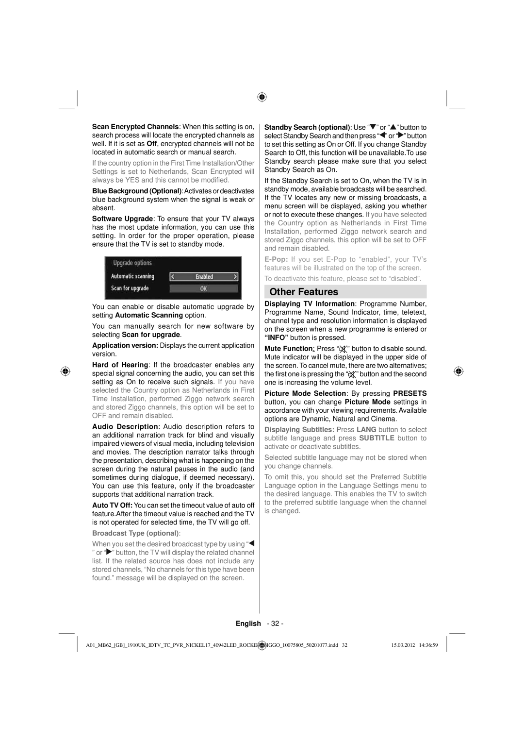 Sharp LC-40LE240E operation manual Other Features, Application version Displays the current application version 