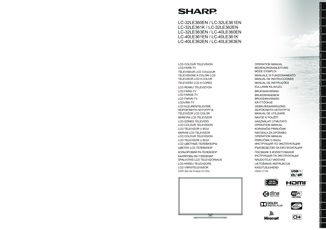 Sharp LC-40LE361EN / LC-40LE361K, LC-40LE362EN / LC-40LE363EN operation manual Lcd Farge-Tv Lcd Farve-Tv Lcdväri-Tv 