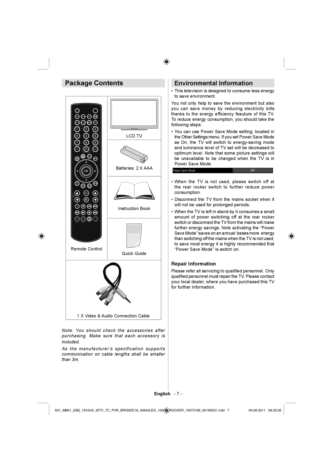 Sharp LC-40LE530E operation manual Package Contents 