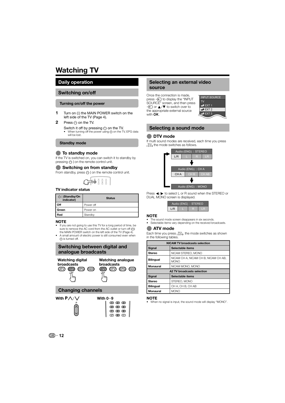 Sharp LC-32LE700E, LC-40LE700S, LC-40LE700E, LC-32LE700S, LC-46LE700E operation manual Watching TV, Daily operation 