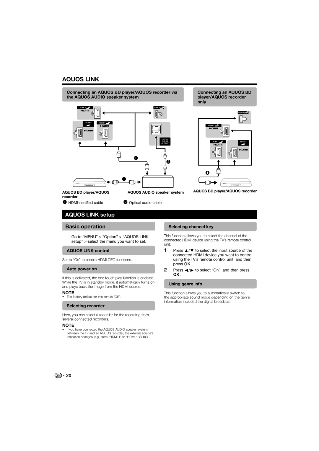 Sharp LC-46LE700E, LC-40LE700S, LC-40LE700E, LC-32LE700E, LC-32LE700S operation manual Aquos Link setup, Basic operation 