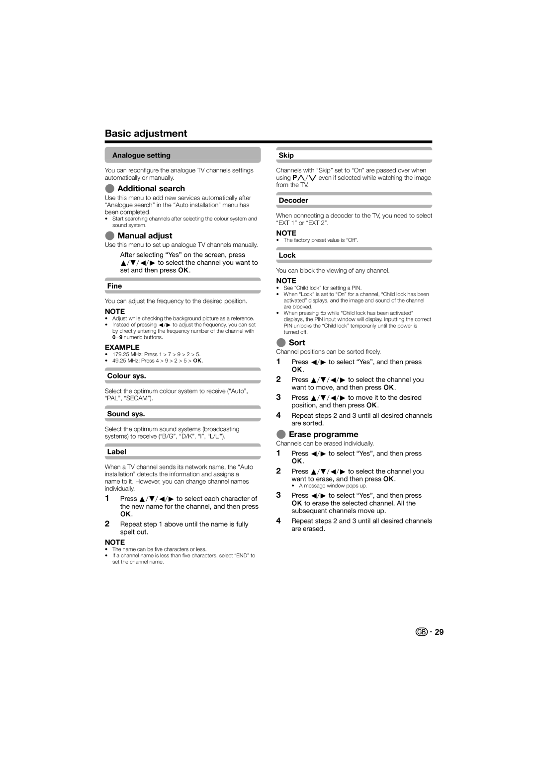 Sharp LC-40LE700E, LC-40LE700S, LC-32LE700E, LC-32LE700S, LC-46LE700E operation manual Sort, Erase programme 