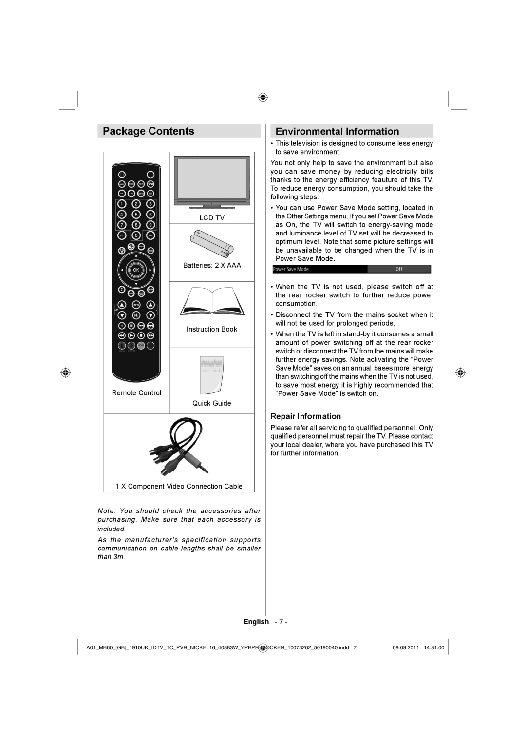 Sharp LC-40SH340E operation manual Package Contents 