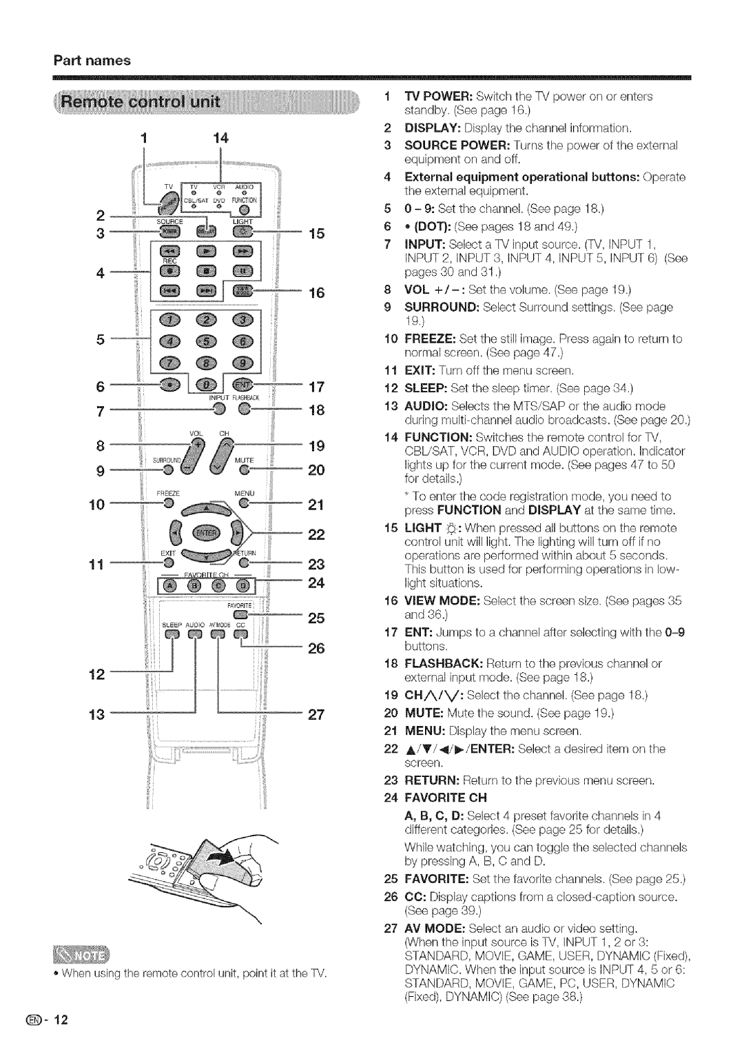 Sharp LC 52D43U, LC 42D43U operation manual 114, 1327, Favorite OH 