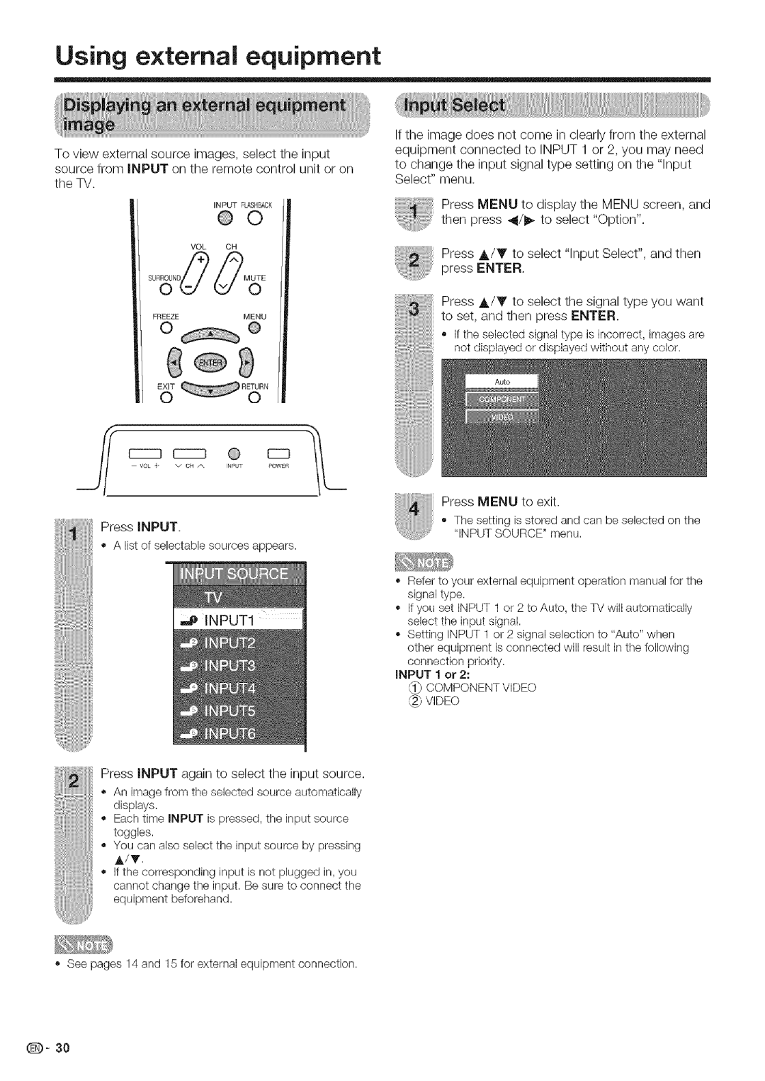 Sharp LC 52D43U, LC 42D43U operation manual Using external equipment, Component Video 