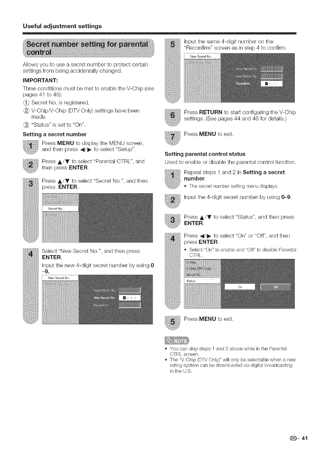 Sharp LC 42D43U, LC 52D43U operation manual Input the new 4-digit secret number by using 