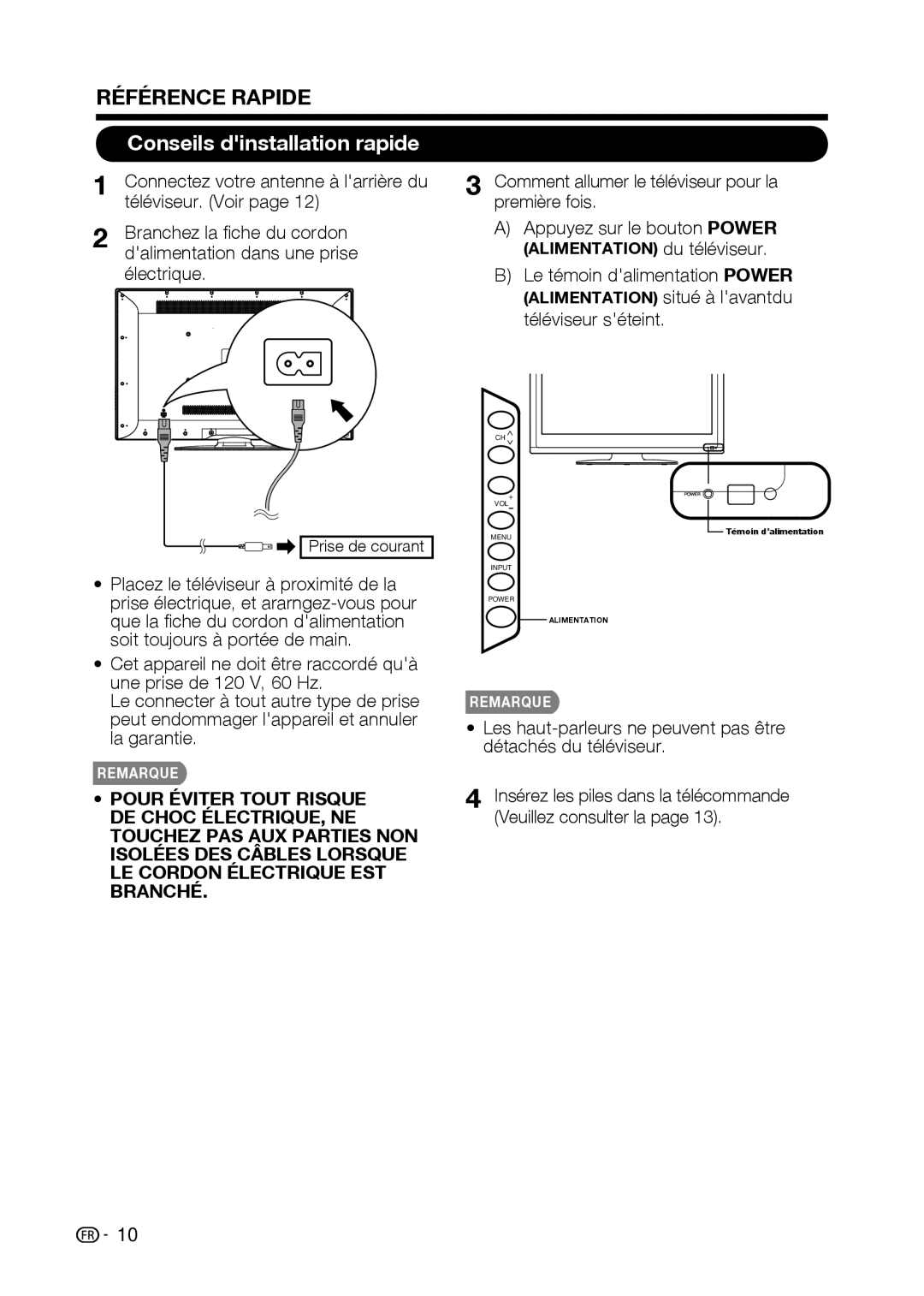 Sharp LC-42D69U, LC-32D59U operation manual Conseils dinstallation rapide 