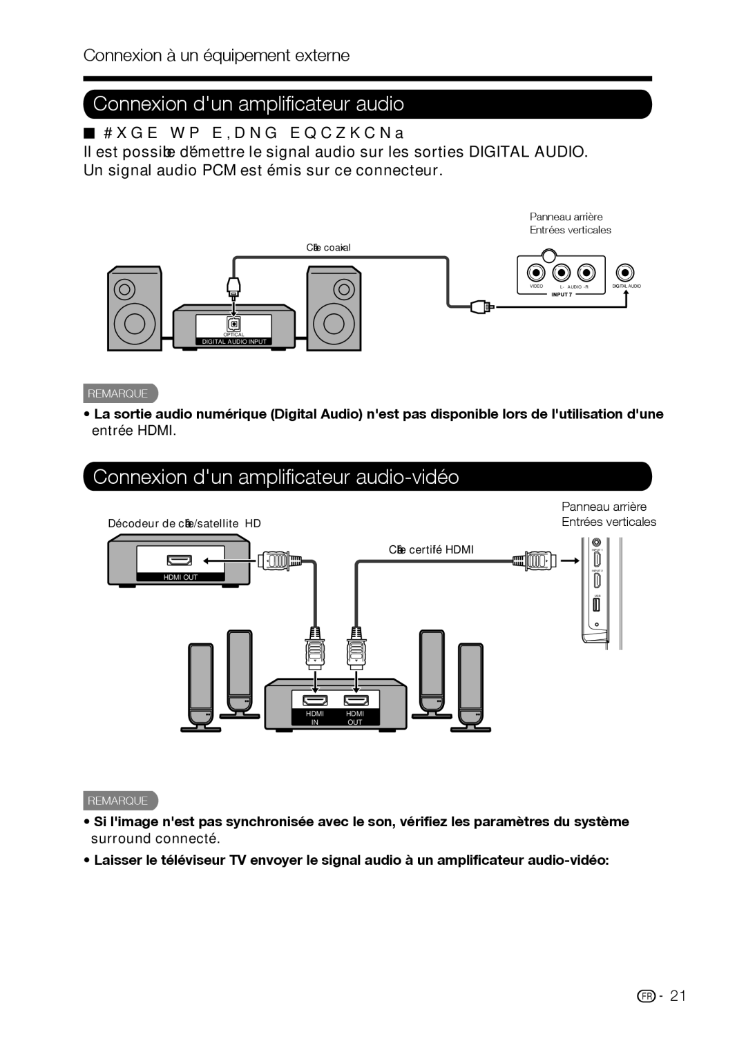 Sharp LC-32D59U, LC-42D69U operation manual Connexion dun amplificateur audio 