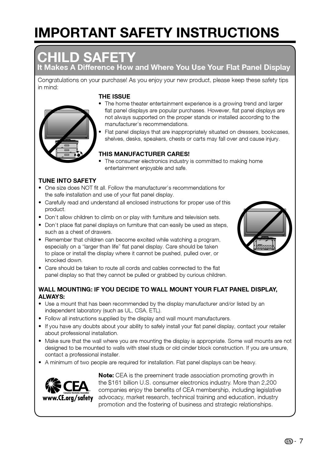 Sharp LC-32D59U, LC-42D69U operation manual Child Safety 