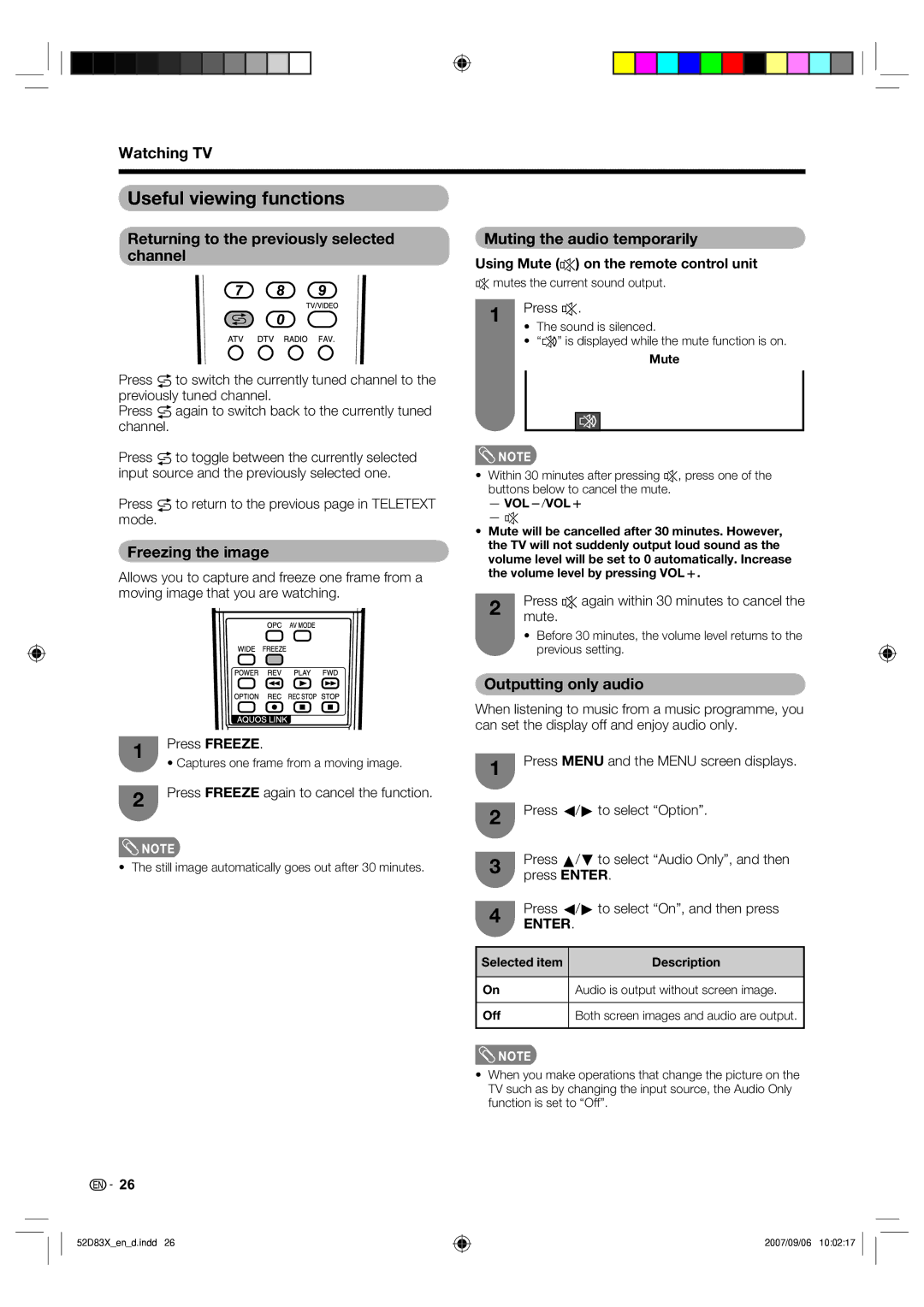 Sharp LC-42D83X LC-46D83X LC-52D83X operation manual Useful viewing functions, Returning to the previously selected channel 