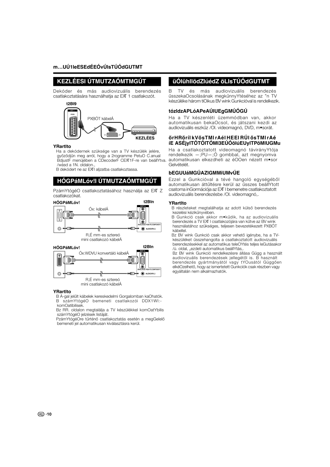 Sharp LC-42RD2E, LC-32RDE manual Dekóder csatlakoztatása, Számítógép csatlakoztatása, Az AV Link funkció használata 