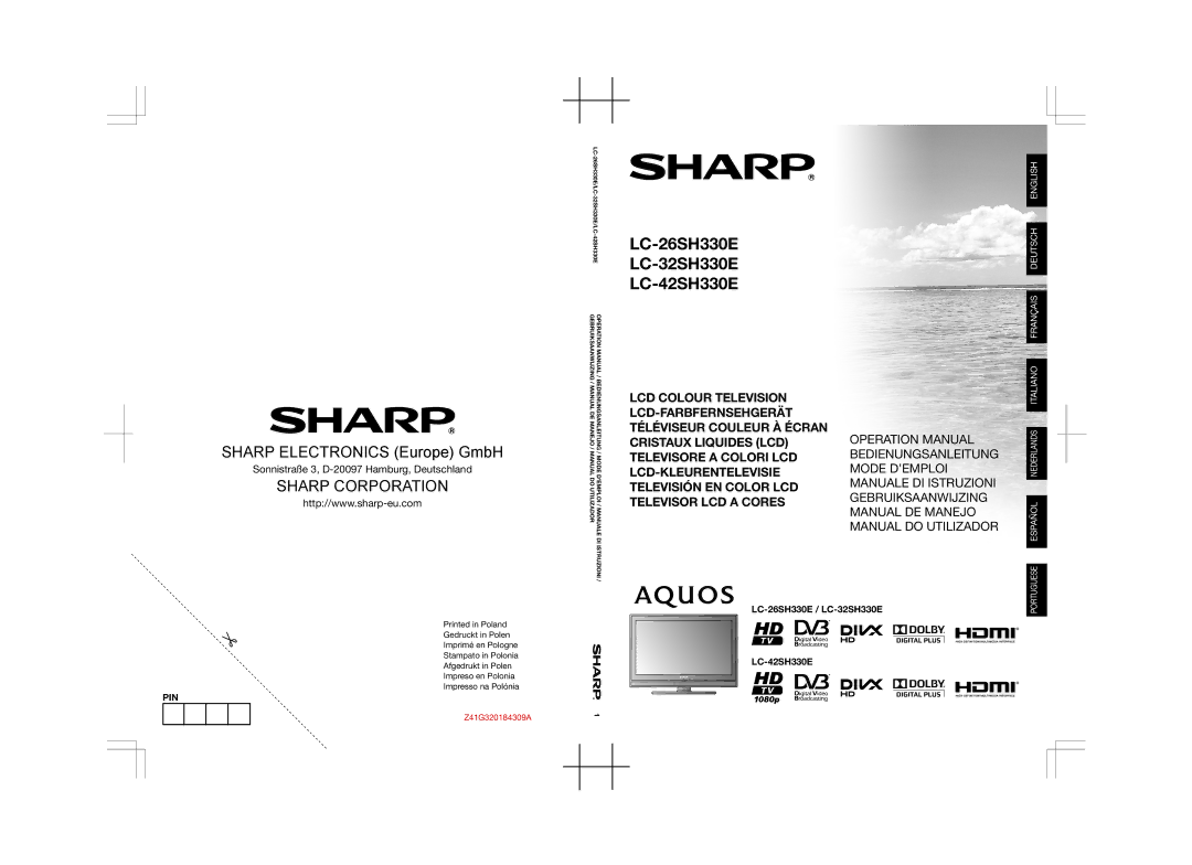 Sharp operation manual LC-26SH330E / LC-32SH330E, LC-42SH330E 