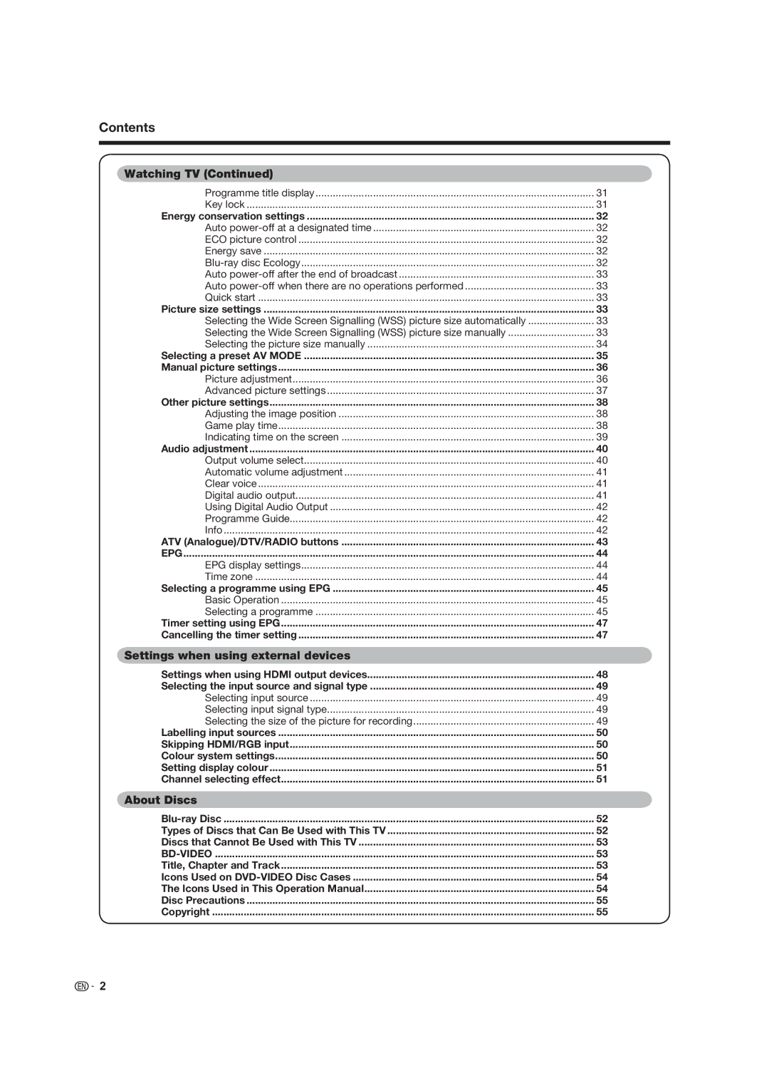 Sharp LC-46LB700X operation manual Contents 