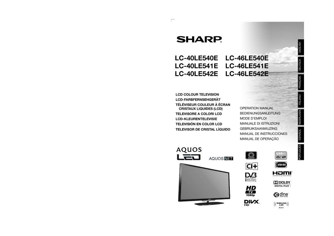 Sharp LC-46LE541E, LC-46LE540E, LC-46LE542E, LC-40LE540E, LC-40LE541E, LC-40LE542E operation manual Français Deutsch English 