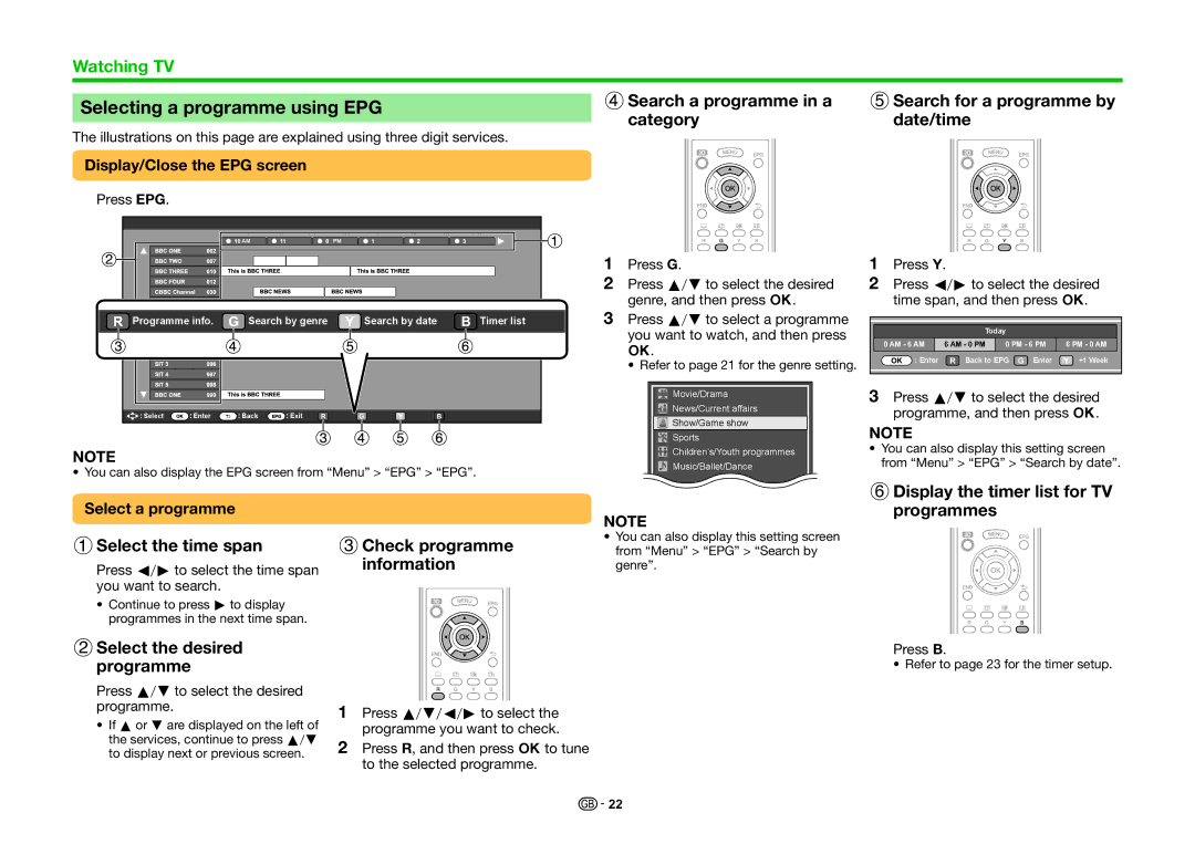 Sharp LC-46LE830RU Selecting a programme using EPG, 2Select the desired programme, 3Check programme information 