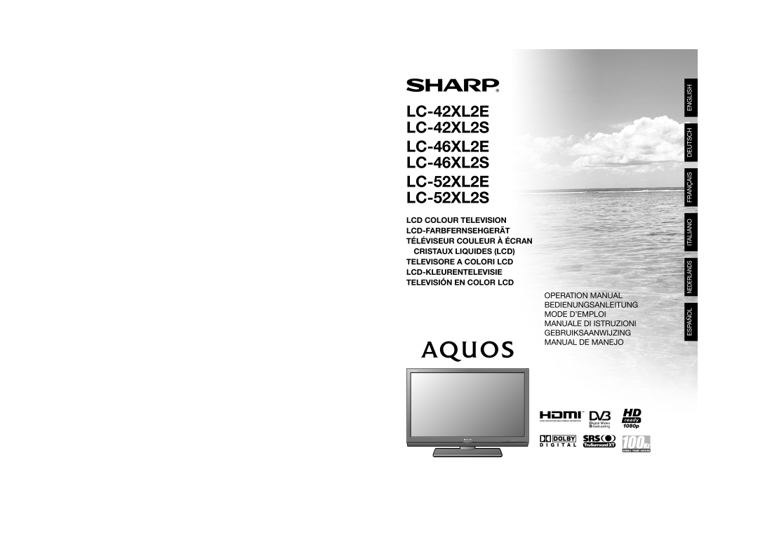 Sharp LC-42XL2S, LC-46XL2S operation manual Operation Manual Bedienungsanleitung Mode D’Emploi, Televisión En Color Lcd 