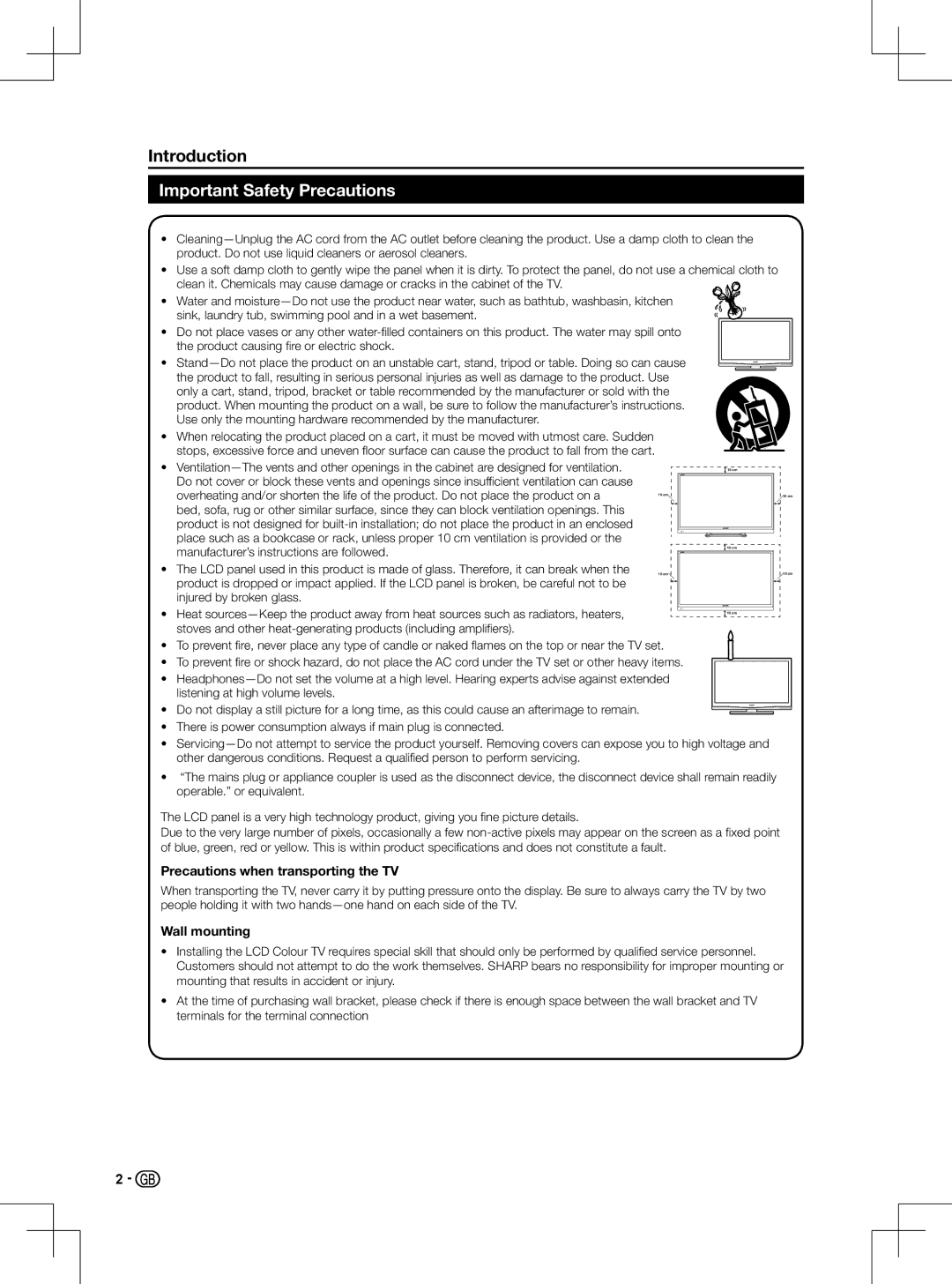 Sharp LC-50LD266K Important Safety Precautions, Manufacturer’s instructions are followed, Injured by broken glass 