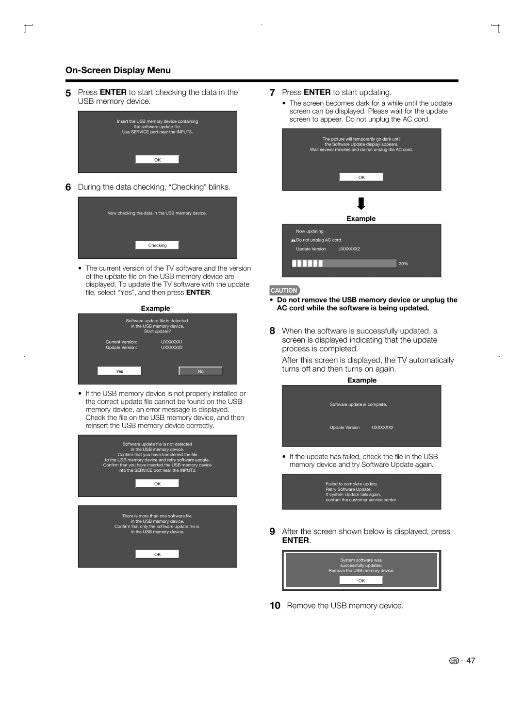 Sharp LC-42BD80U, LC-52BD80U, LC-46BD80U operation manual After the screen shown below is displayed, press, Example 