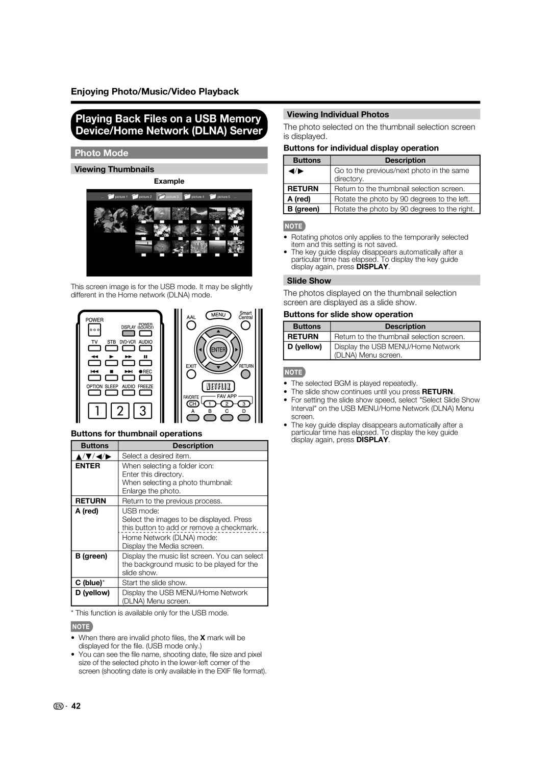 Sharp LC-70C640U, LC-52C640U, LC-60C640U, LC-80LE633U, 70LE640U, 60LE640U, 52LE640U operation manual Photo Mode 