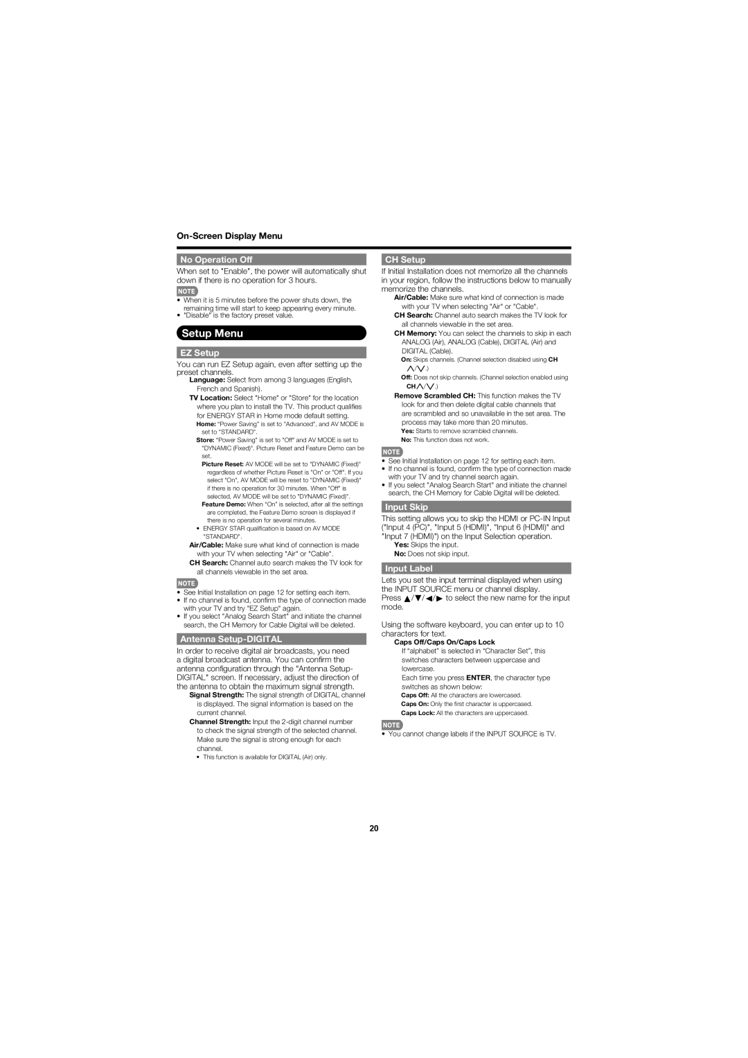 Sharp LC-52D78UN, LC-46D78UN operation manual Setup Menu 