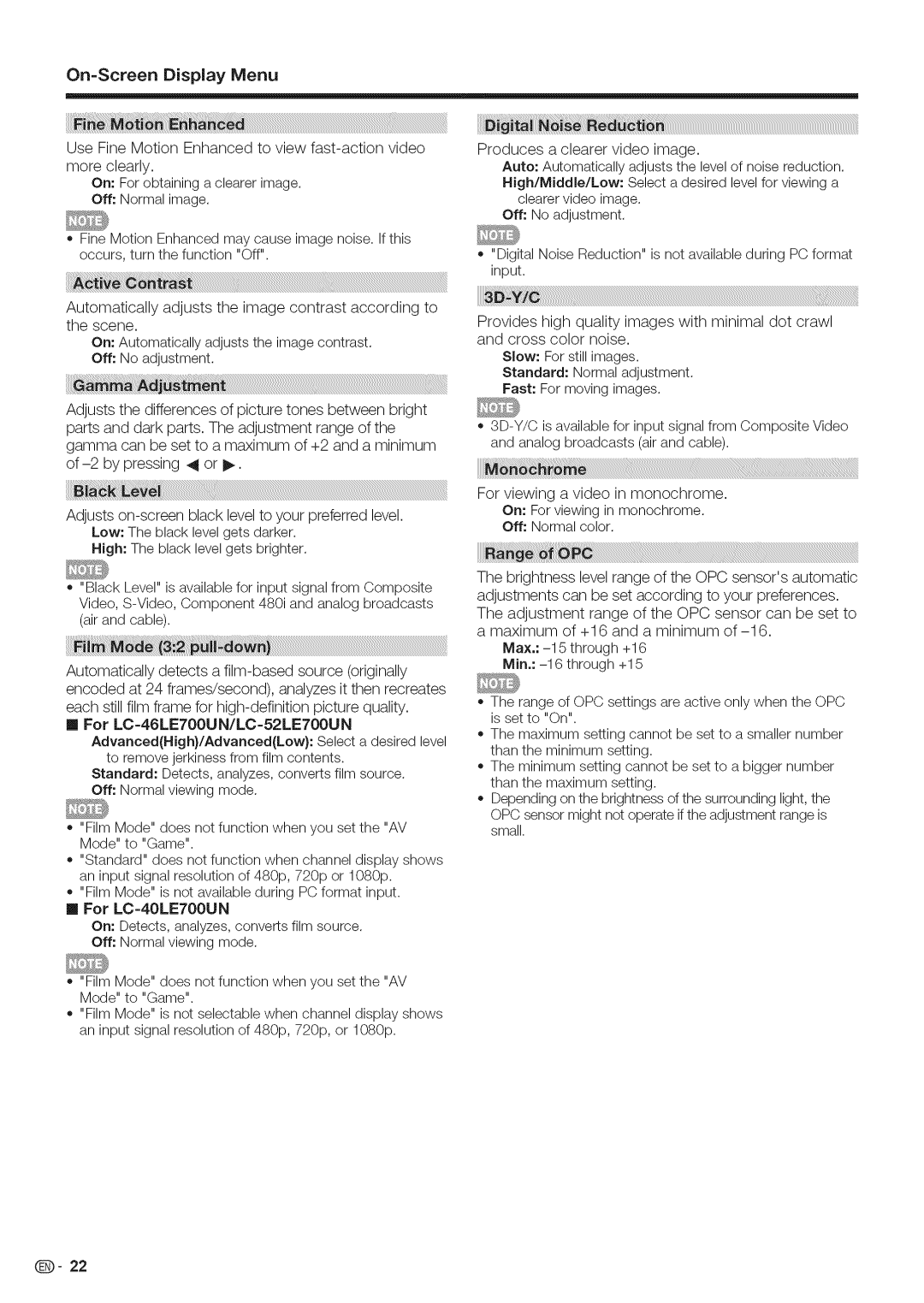 Sharp LC-46LE700, LC-52LE700, LC-40LE700 operation manual For LC=4OLE7OOUN 