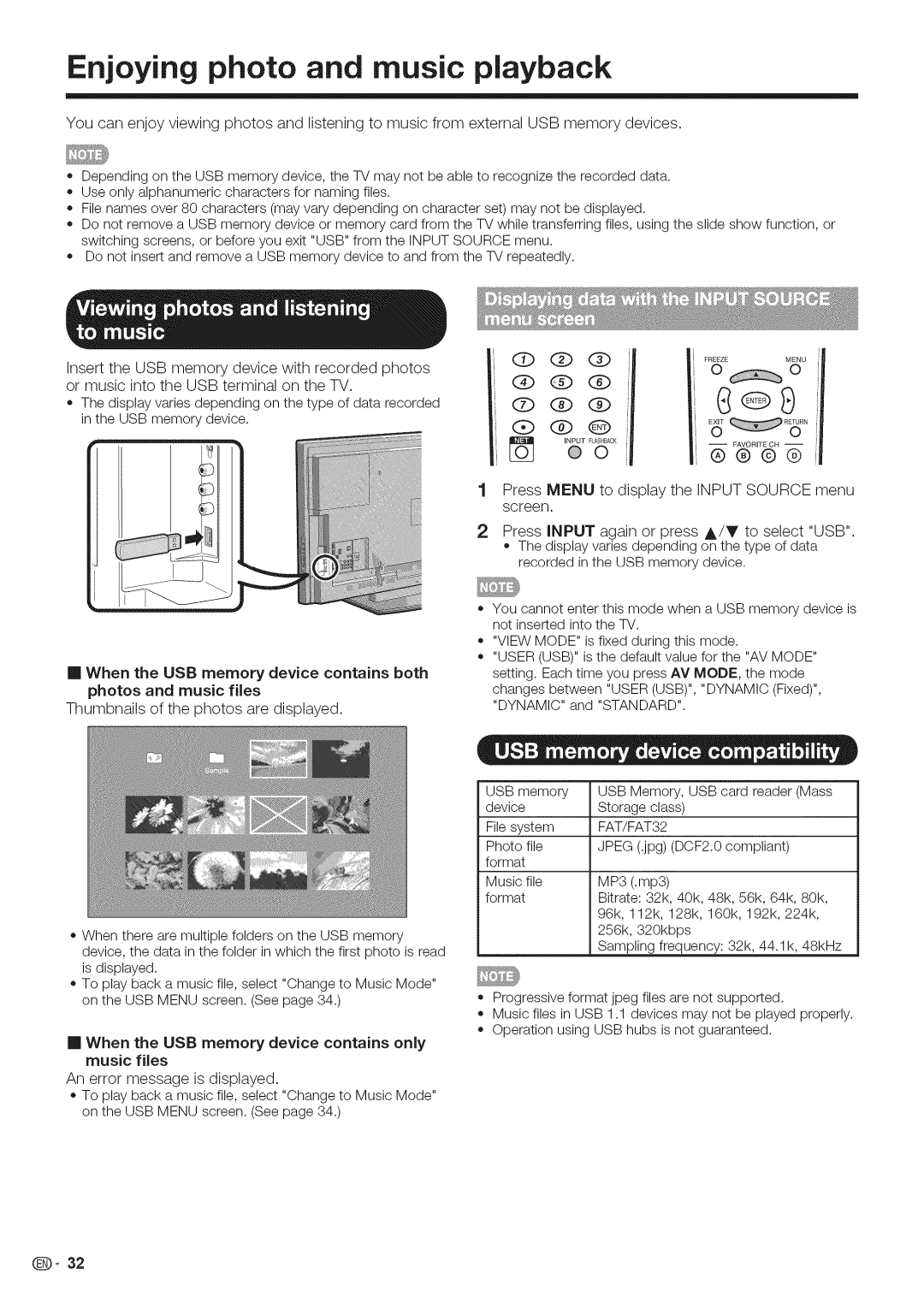 Sharp LC-52LE700, LC-40LE700, LC-46LE700 Enjoying photo and music playback, An error message is displayed, FAT/FAT32 