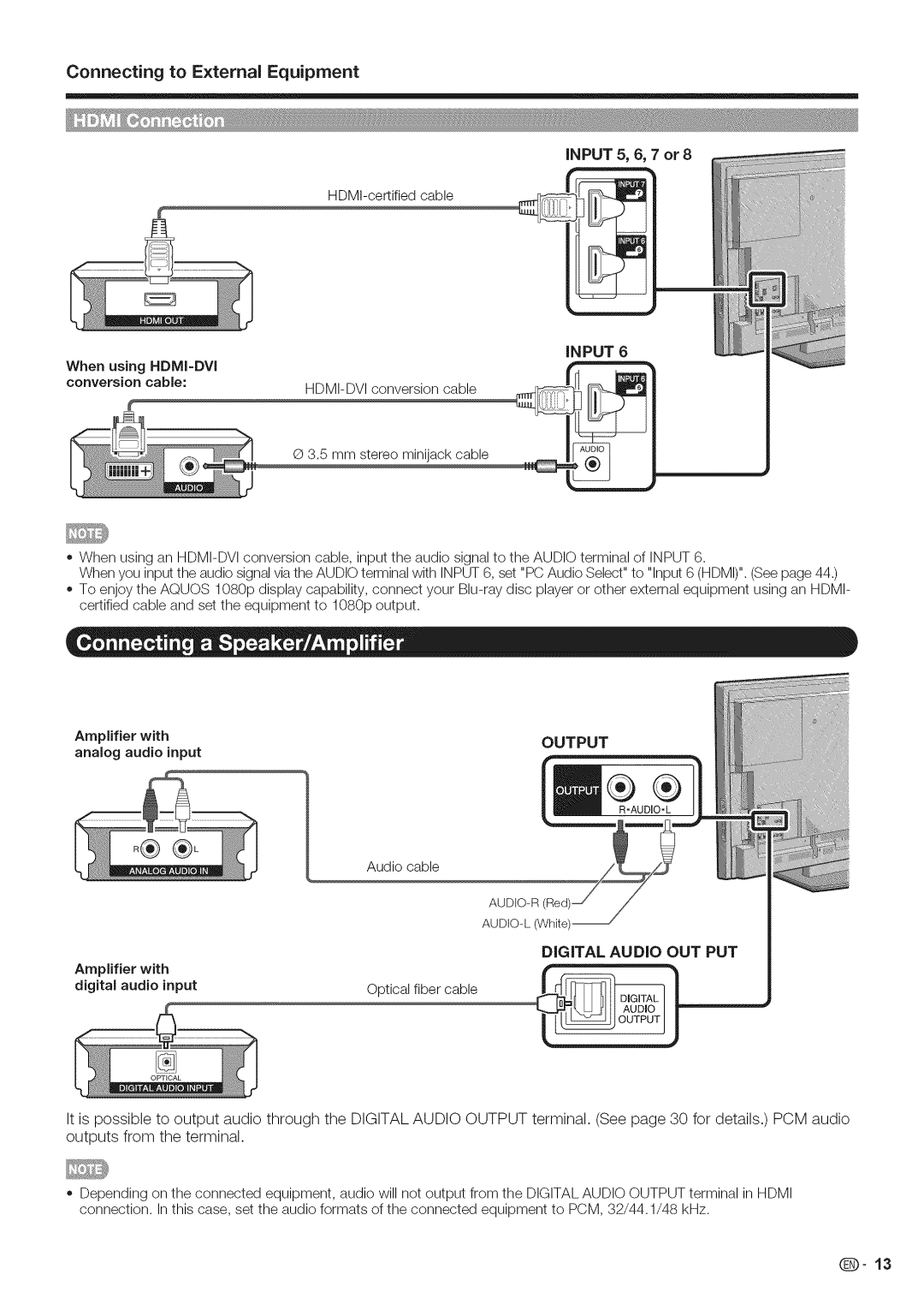 Sharp LC-46LE700, LC-52LE700, LC-40LE700 operation manual @-13, Output 