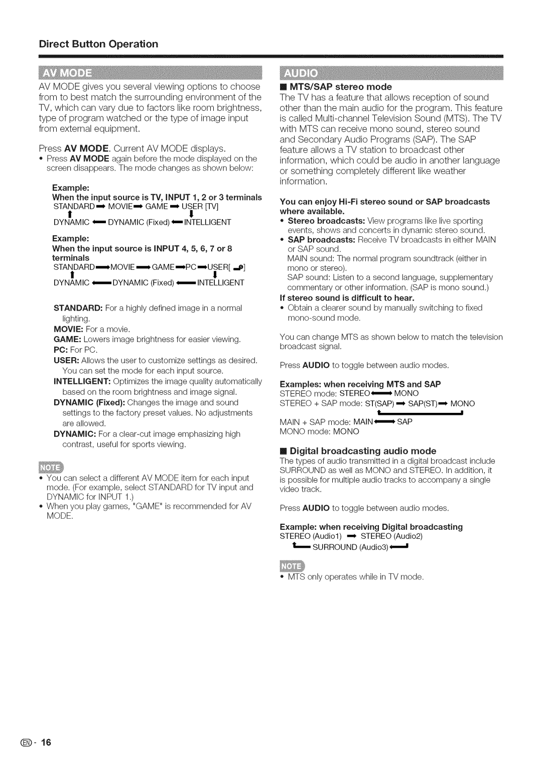 Sharp LC-46LE700, LC-52LE700, LC-40LE700 operation manual Direct Button Operation, Sap 