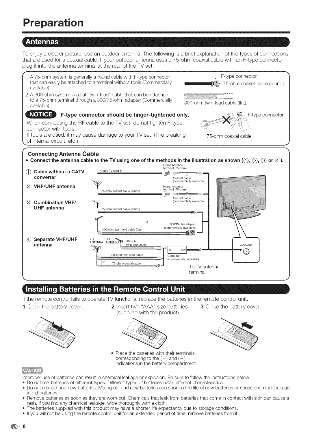 Sharp LC-52LE700, LC-40LE700, LC-46LE700 operation manual Vhf 