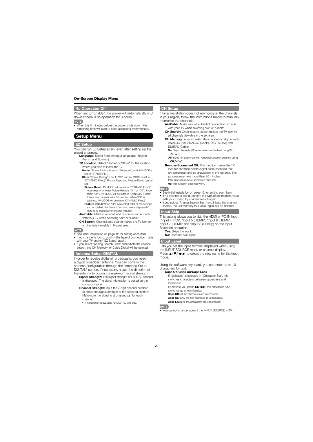 Sharp LC-60E79U operation manual Setup Menu 