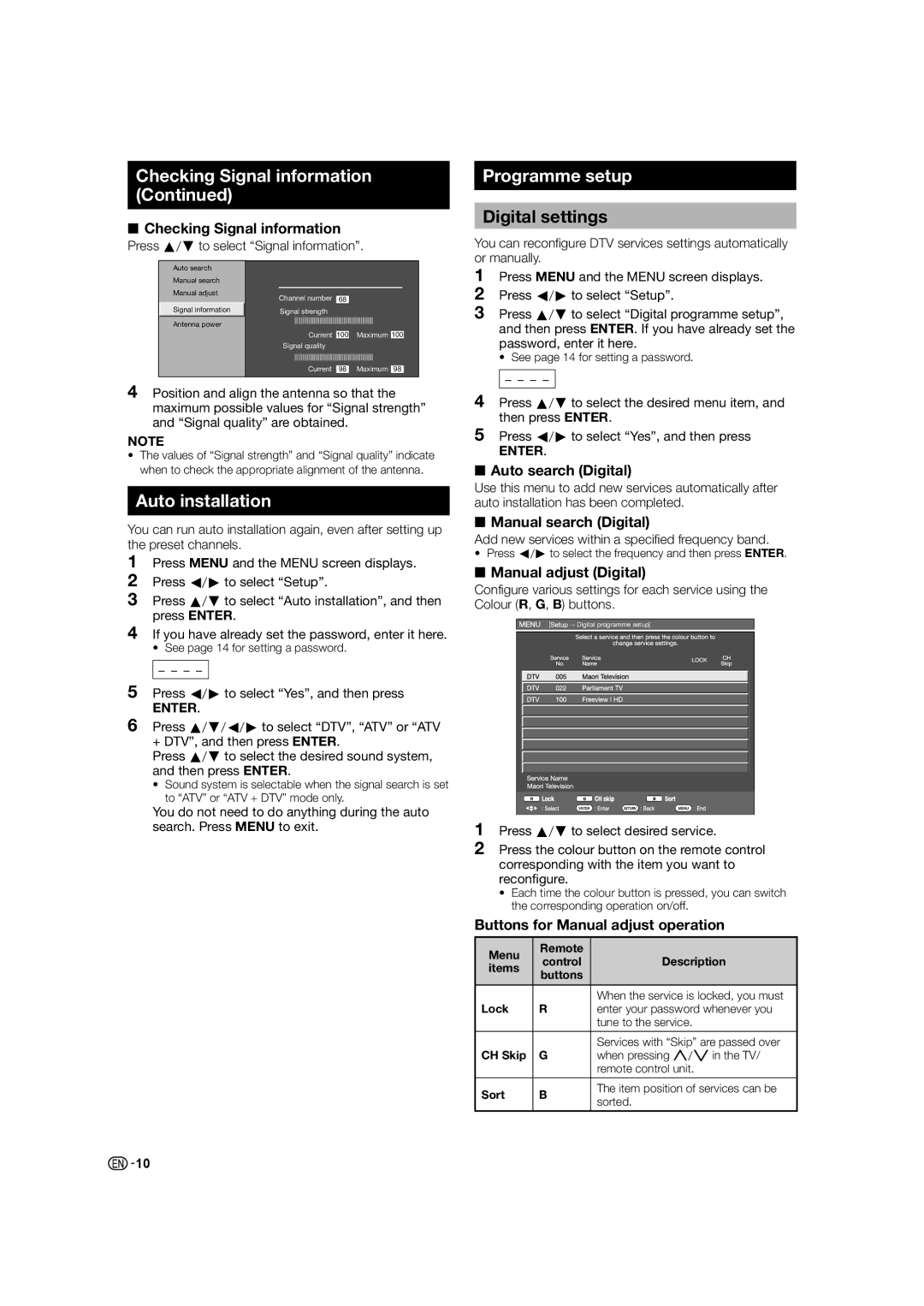 Sharp LC-60LE630X, LC-46LE530X, LC-40LE530X operation manual Programme setup, Digital settings, Auto installation 