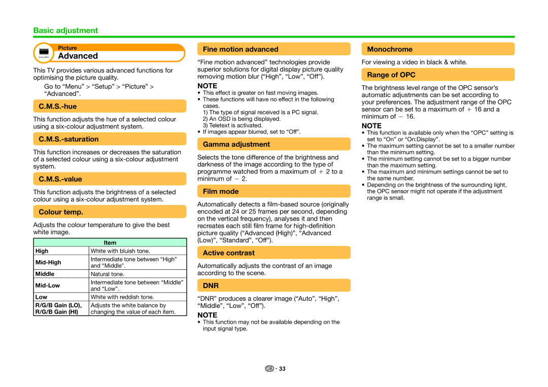 Sharp LC-60LE636S, LC-60LE636E, LC-60LE635E, LC-60LE635RU operation manual Advanced 