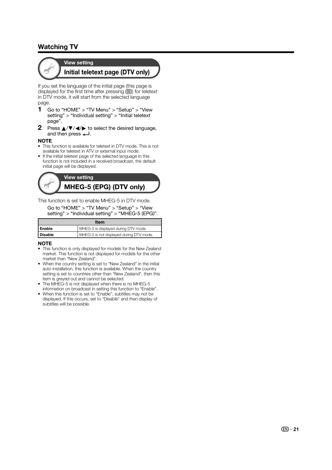 Sharp LC-60LE640X operation manual Initial teletext page DTV only, MHEG-5 EPG DTV only 