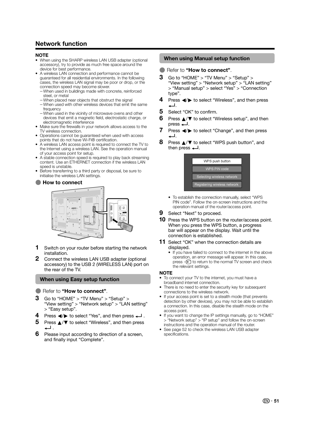 Sharp LC-60LE640X operation manual When using Easy setup function ERefer to How to connect 