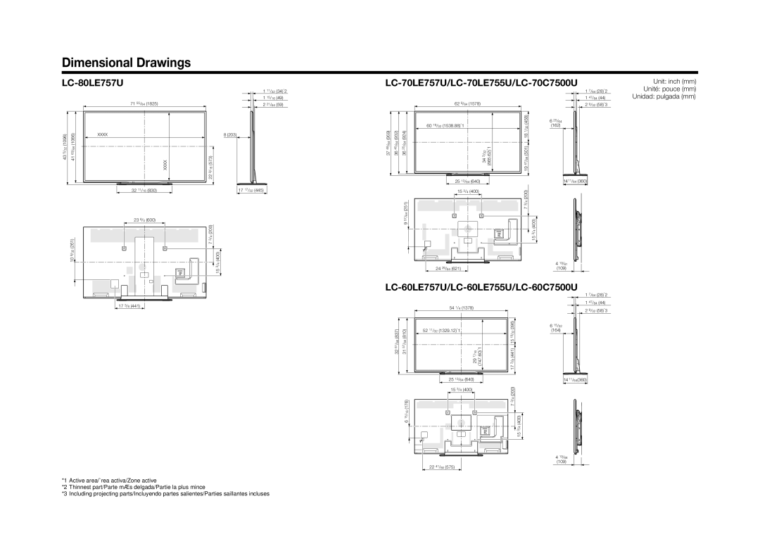 Sharp LC-60LE650U operation manual LC-80LE757U LC-70LE757U/LC-70LE755U/LC-70C7500U, LC-60LE757U/LC-60LE755U/LC-60C7500U 