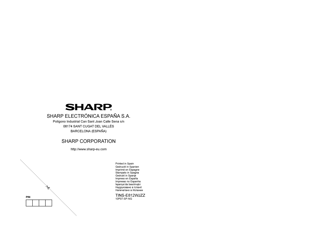 Sharp LC-60LE822ERU operation manual Sharp Electrónica España S.A 