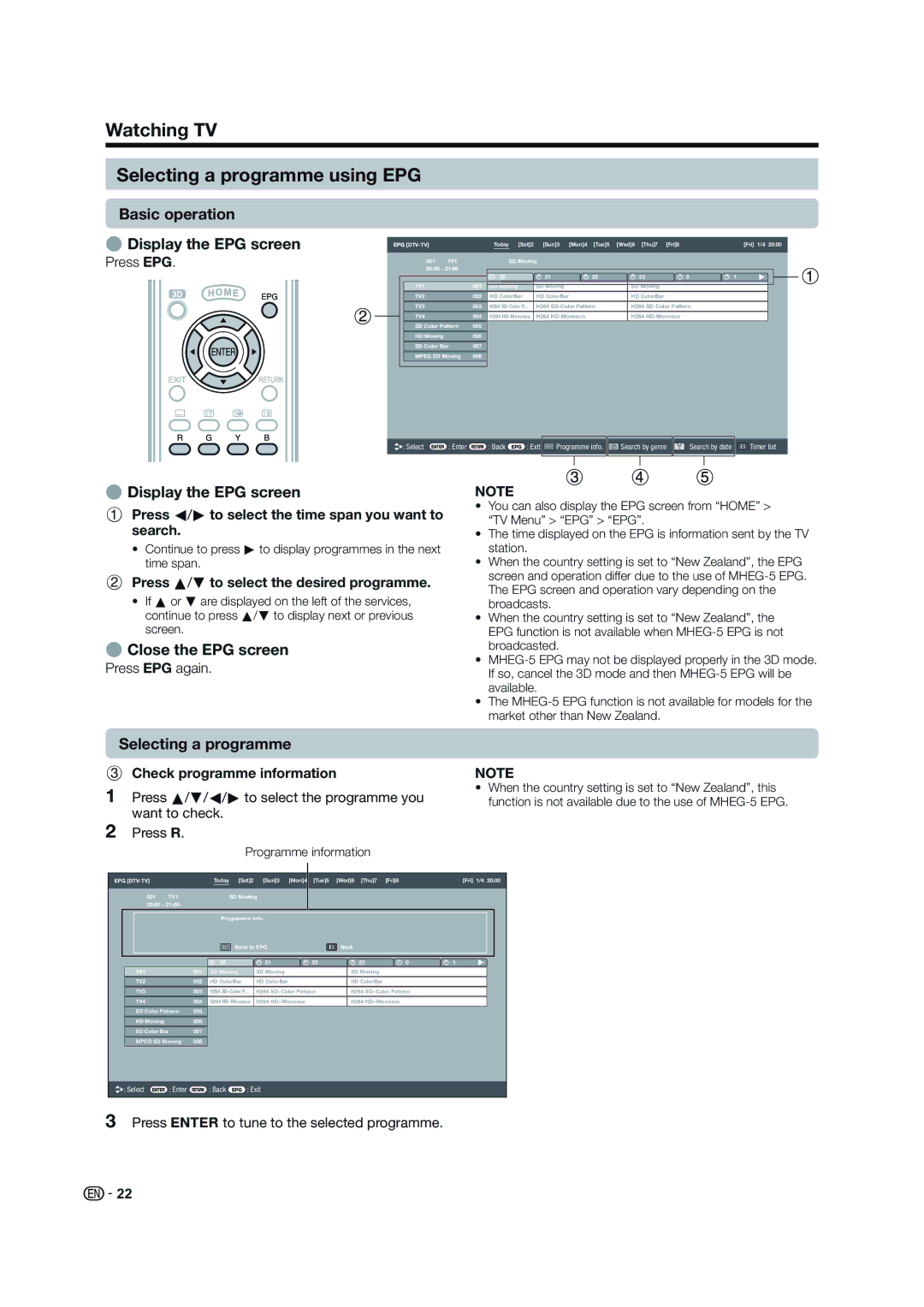 Sharp LC-60LE835X operation manual Watching TV Selecting a programme using EPG, Basic operation Display the EPG screen 