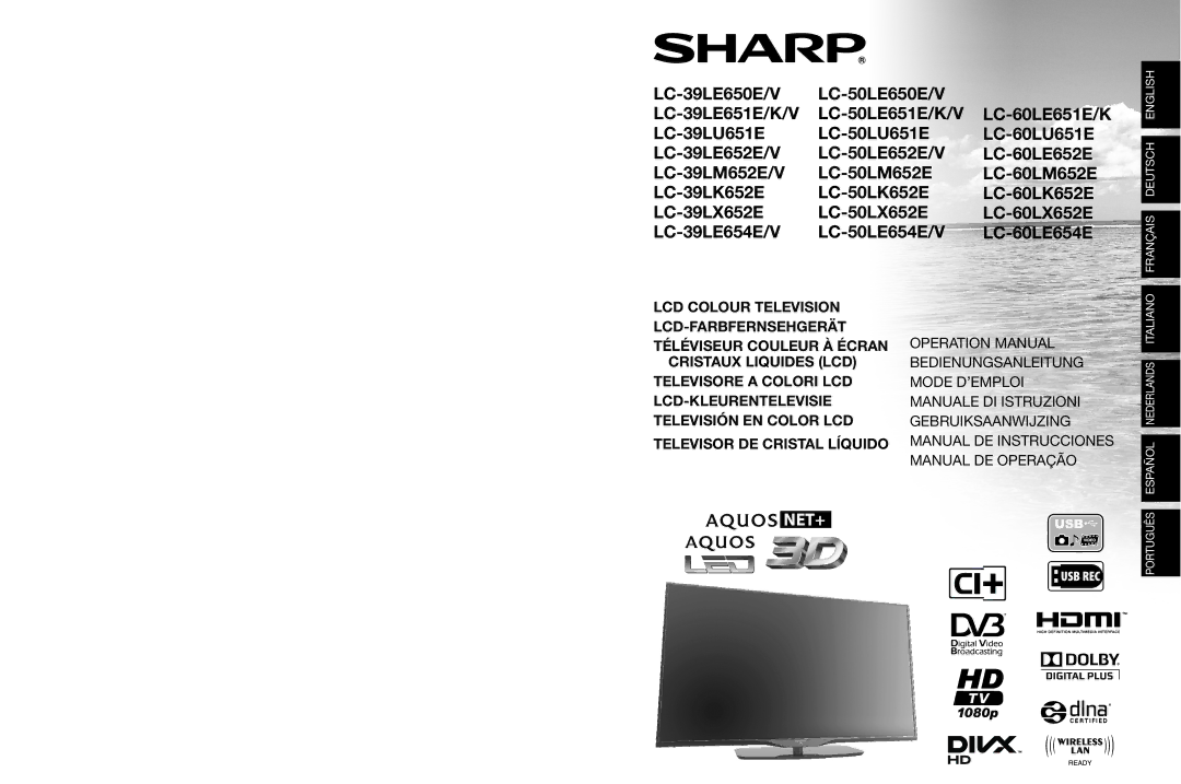 Sharp LC-60LE654E, LC-60LX652E, LC-60LE651E/K, LC-60LU651E, LC-60LE652E, LC-50LX652E, LC-50LK652E operation manual Net+ 