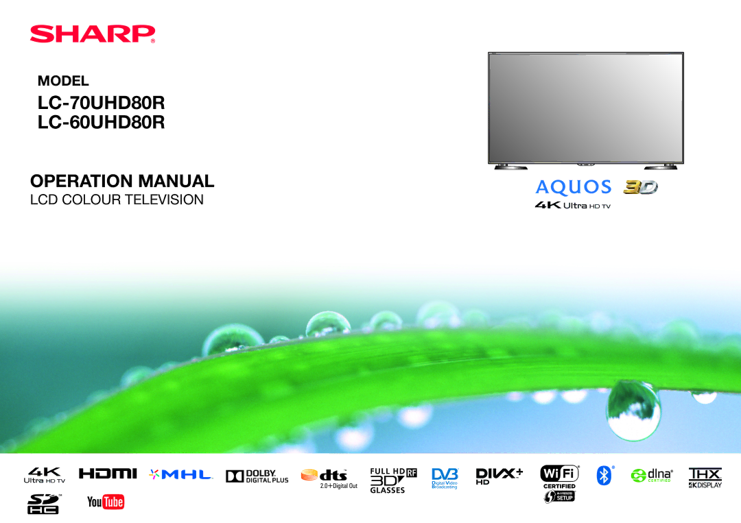 Sharp operation manual LC-70UHD80R LC-60UHD80R 