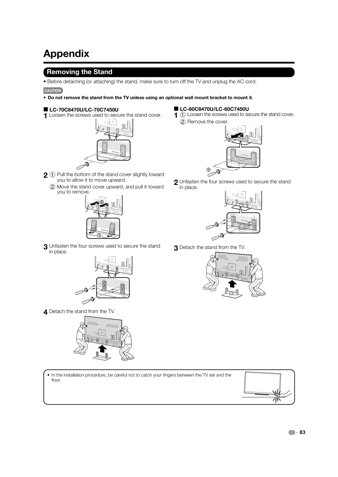 Sharp LC-70C8470U, LC-70C7450U operation manual LC-60C8470U/LC-60C7450U 