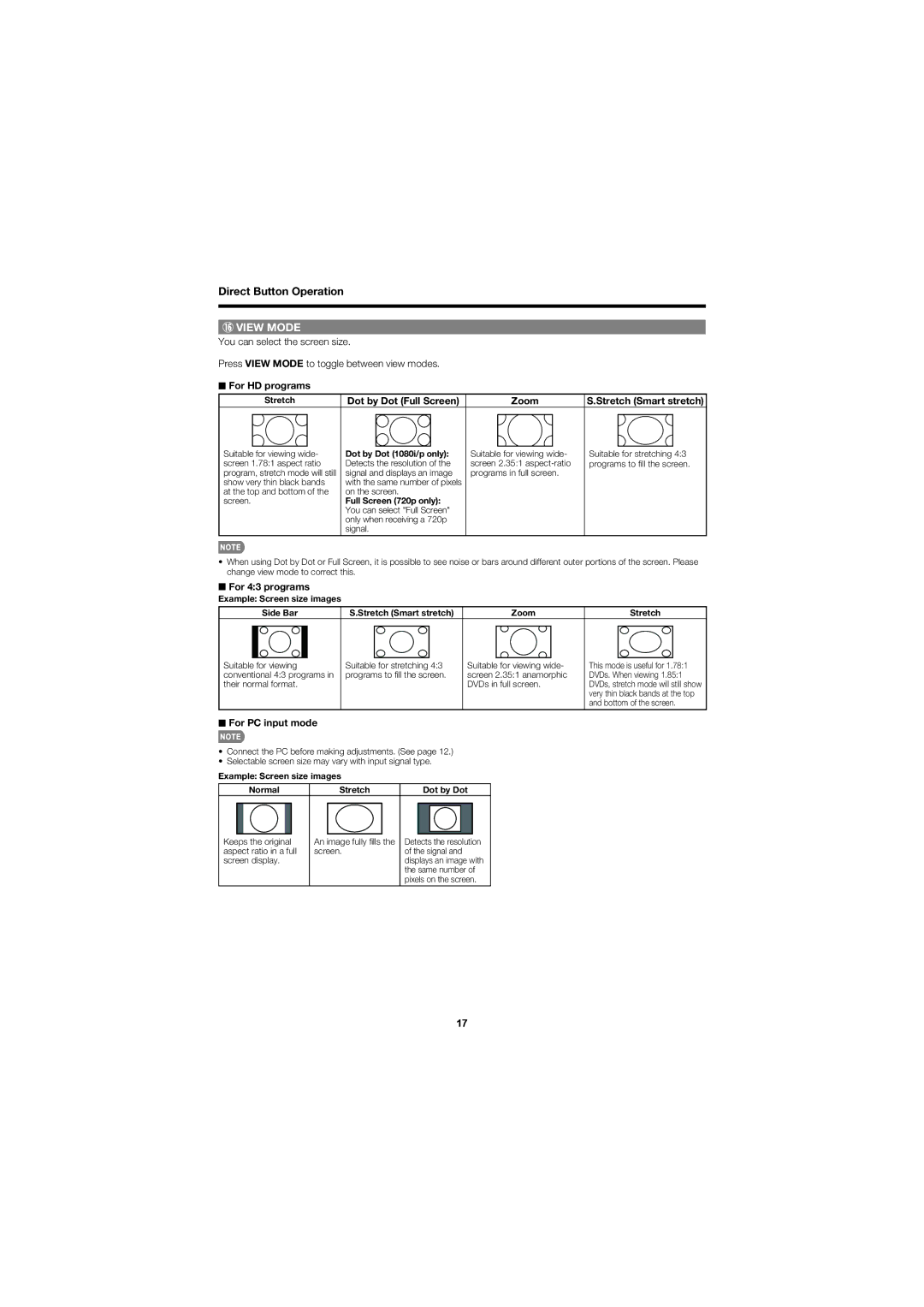 Sharp LC-60LE600U, LC-70LE600U operation manual For HD programs, Zoom, For 43 programs, For PC input mode 