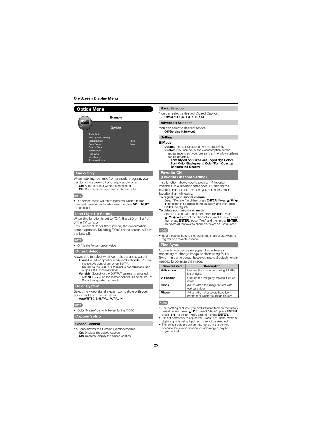 Sharp LC-60LE600U, LC-70LE600U operation manual Option Menu 