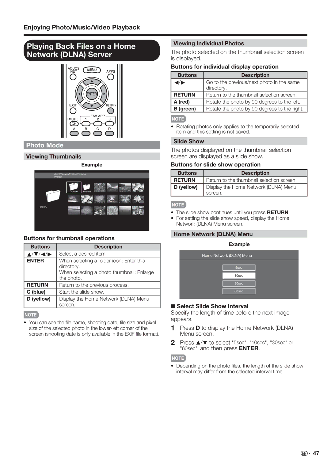 Sharp LC-70LE732U, LC-70LE632U, LC-60LE632U Playing Back Files on a Home Network Dlna Server, Home Network Dlna Menu 