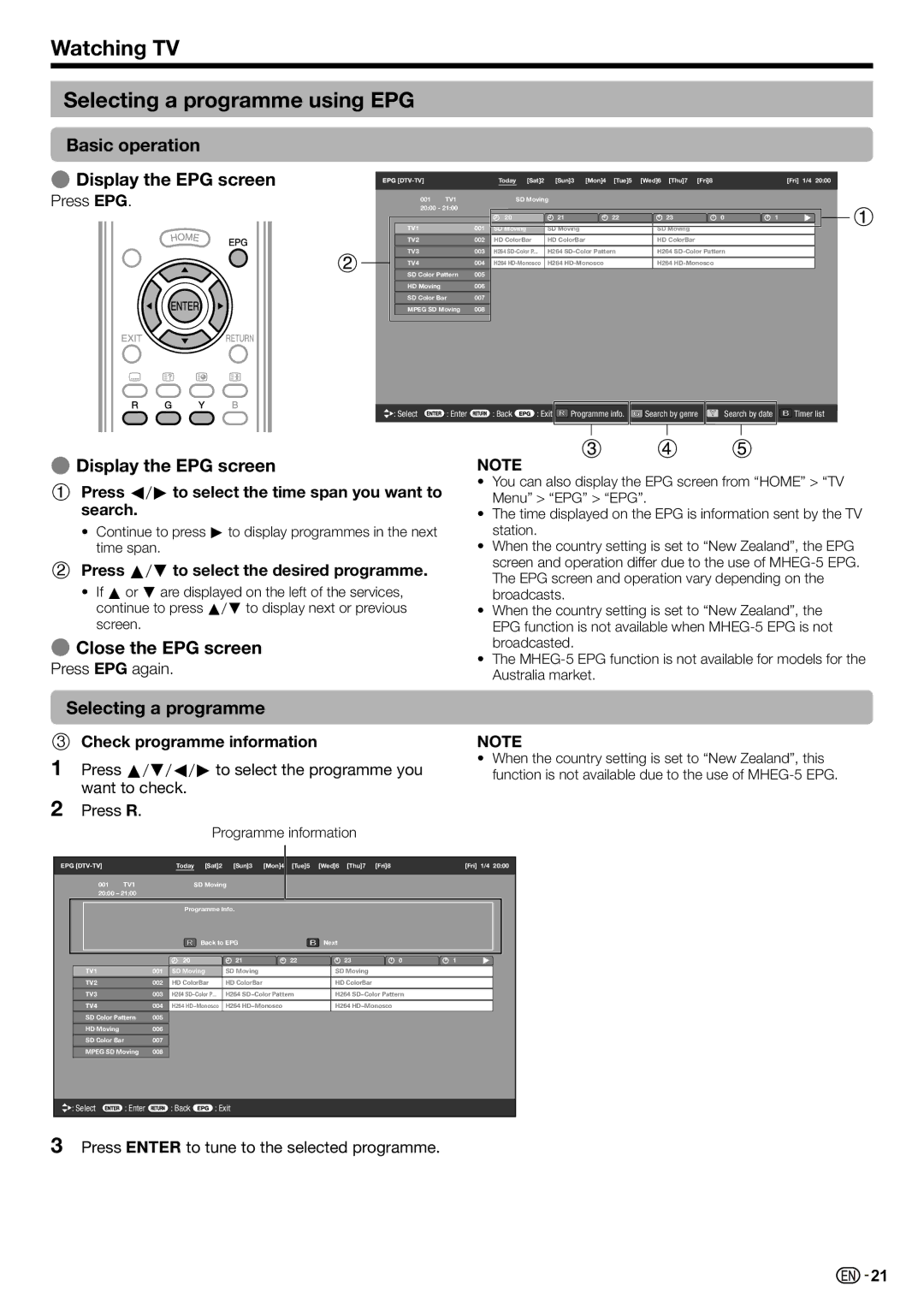 Sharp LC-70LE735X operation manual Watching TV Selecting a programme using EPG, Basic operation Display the EPG screen 