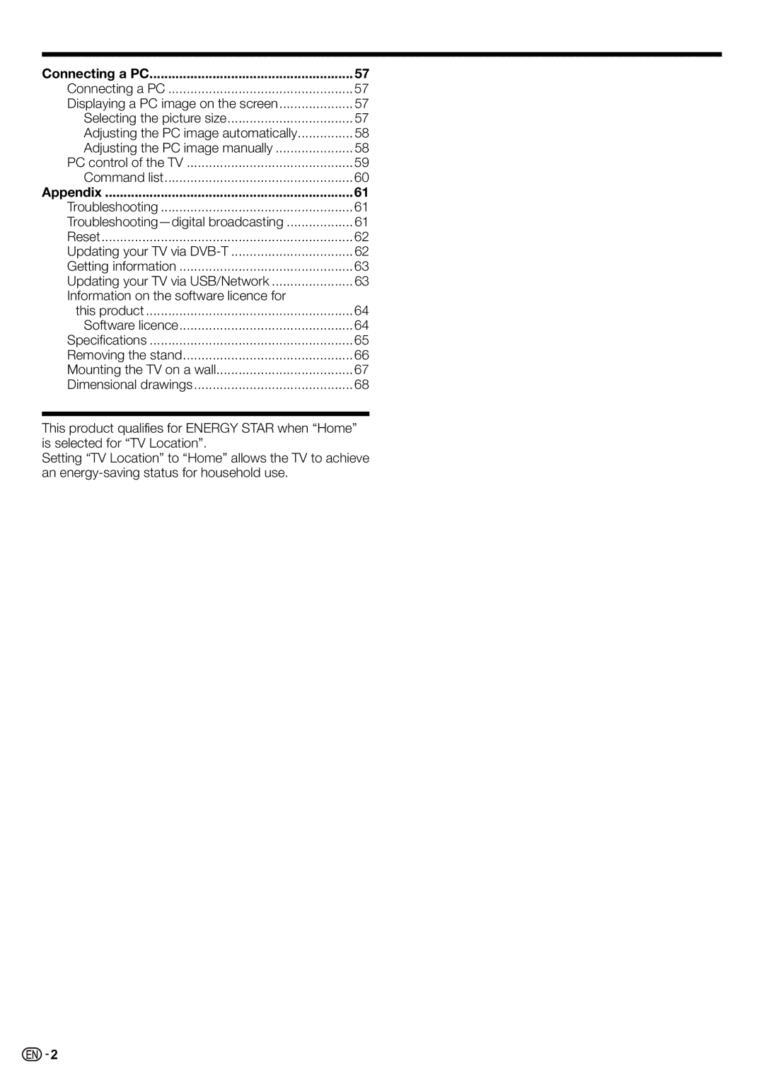 Sharp LC-70LE735X operation manual Connecting a PC, Appendix 