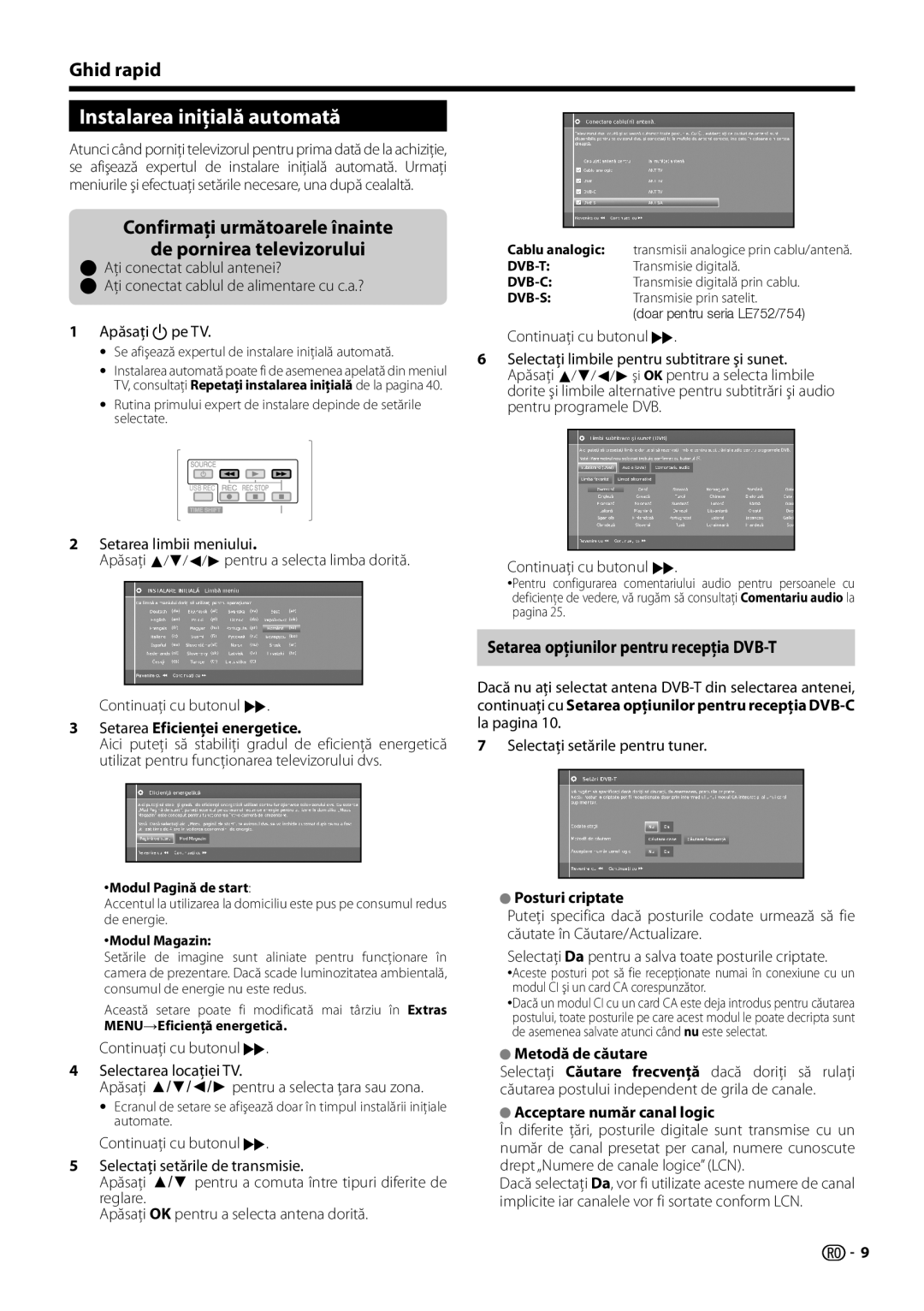 Sharp LC-50LE750E/V, LC-70LE754E, LC-70LE752E Setarea opţiunilor pentru recepţia DVB-T, Posturi criptate, Metodă de căutare 