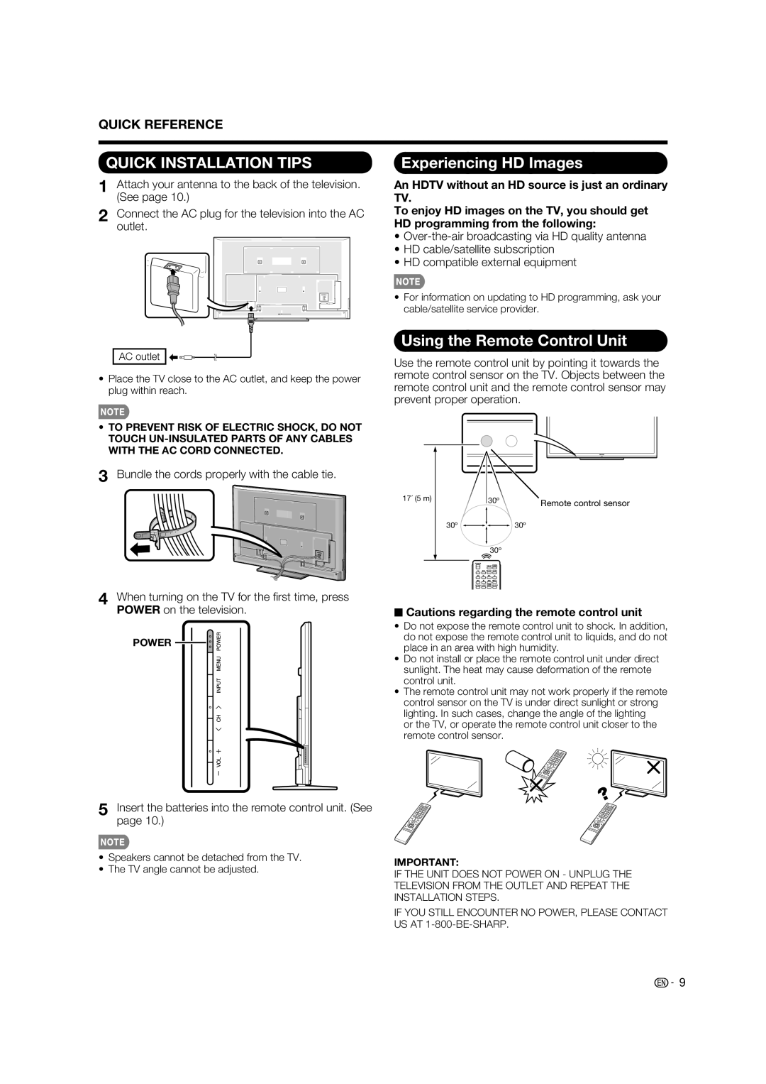 Sharp LC-80LE632U operation manual Quick Reference, Insert the batteries into the remote control unit. See 