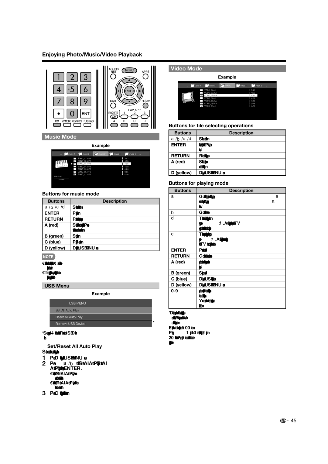 Sharp LC-80LE632U operation manual Video Mode, Music Mode 