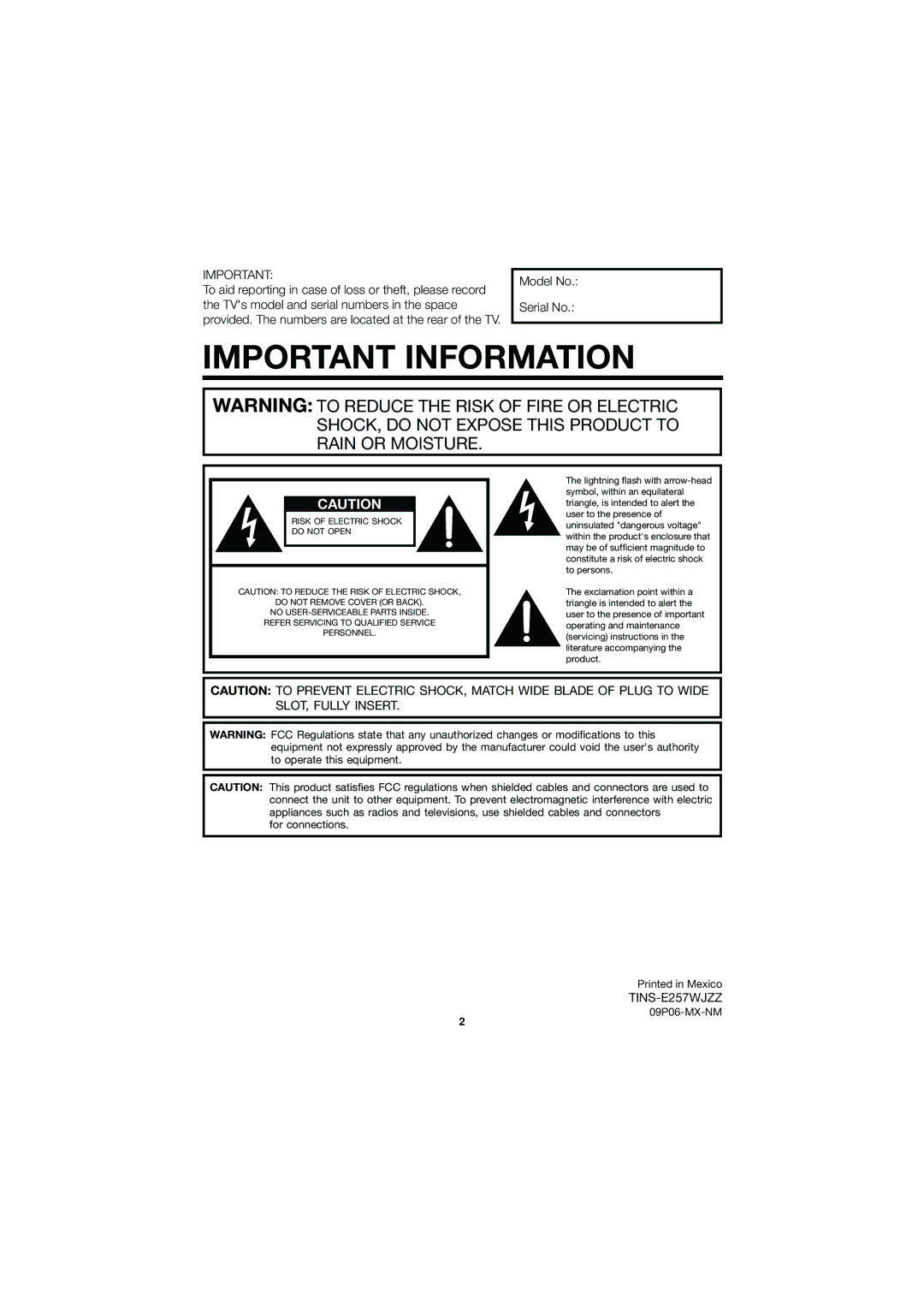 Sharp LC32SB27UT operation manual For connections, 09P06-MX-NM 